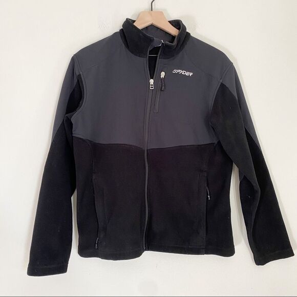 SPYDER fleece black zip-up jacket - Picture 1 of 8